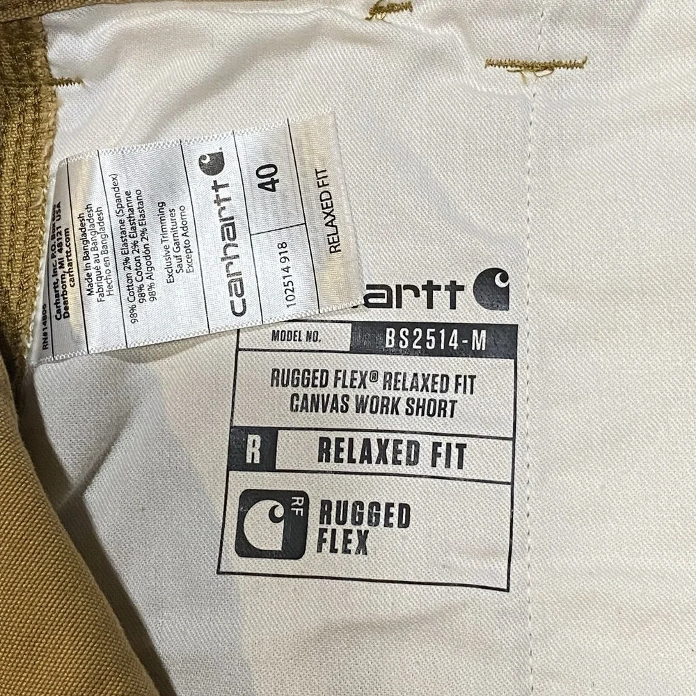 Carhartt Work Shorts Rugged Flex Canvas Men's 40 Brown Relaxed Fit 10" New - Picture 6 of 8
